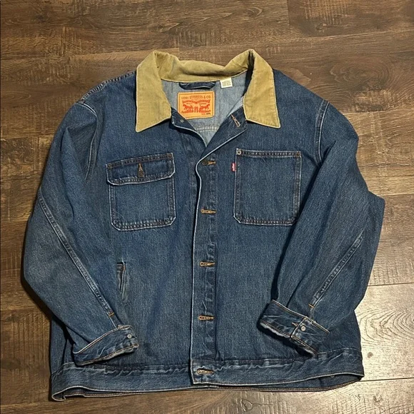 Levi's Men's Blue Denim Jacket with Tan corduroy Collar - Picture 1 of 2